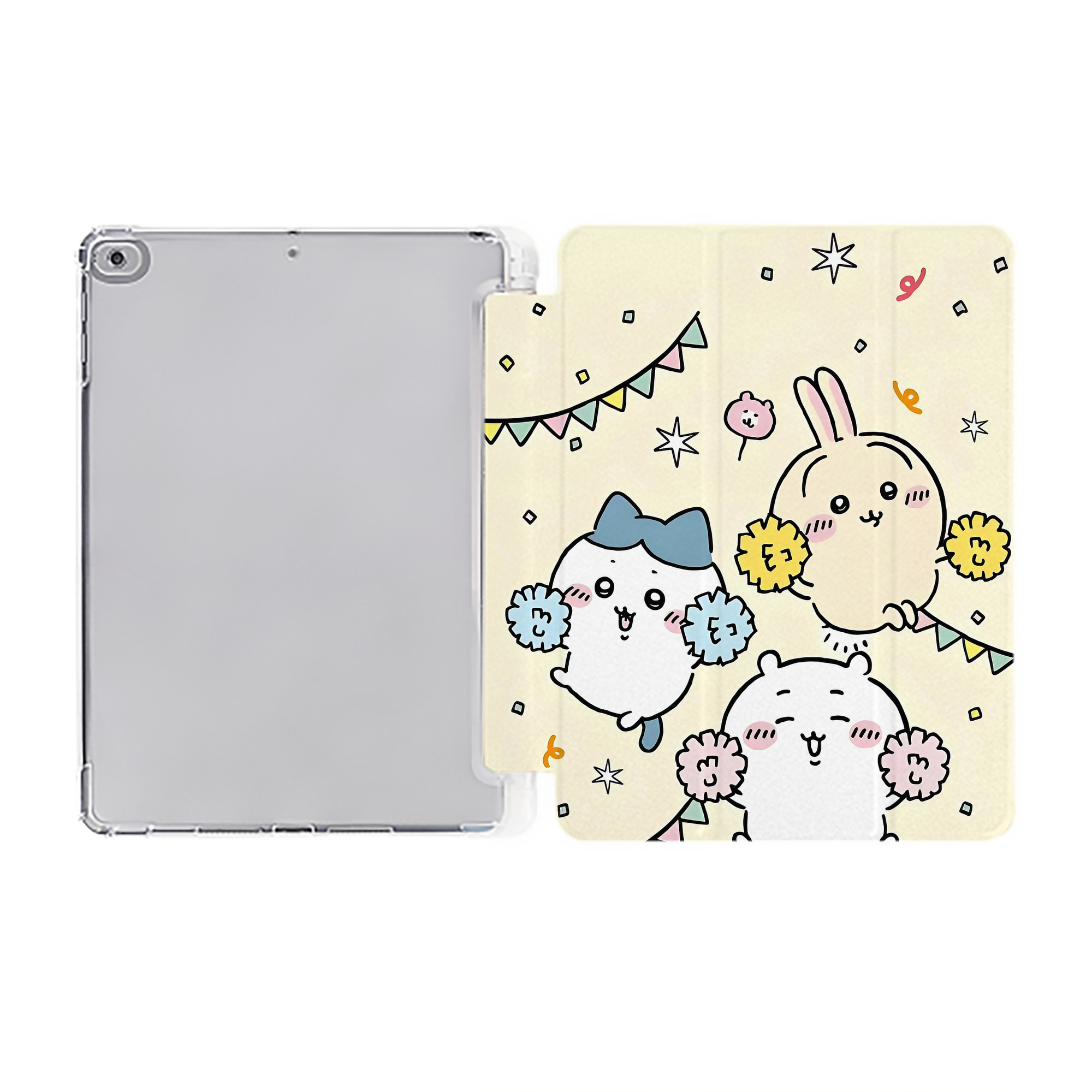 （画像用） ちいかわ Chii-kawa IPad ケース ペン収納付き 三つ折りスタンド PUレザー×シリコン 対応機種9.5/10.5/10.9インチ